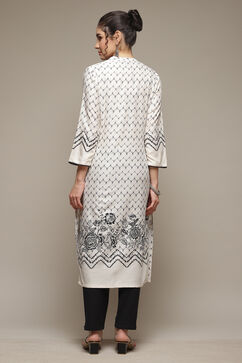 Off White LIVA Straight Kurta image number 4